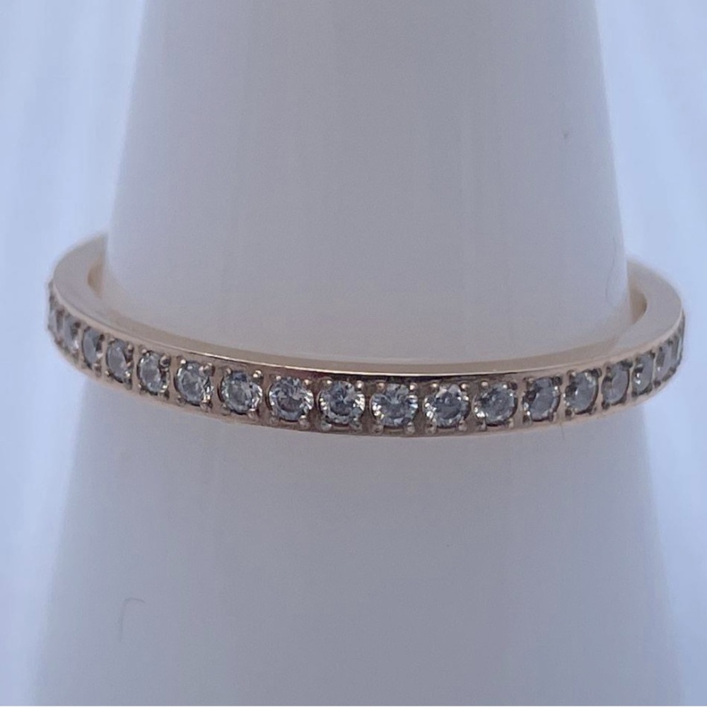 Rose Gold Titanium CZ Channel-set Eternity Ring, size 10.75